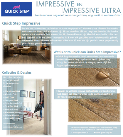 Nieuw Quick Step Impressive en Impressive Ultra klein