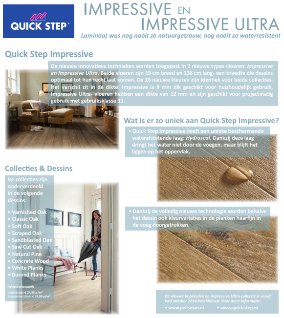Nieuw Quick Step Impressive en Impressive Ultra